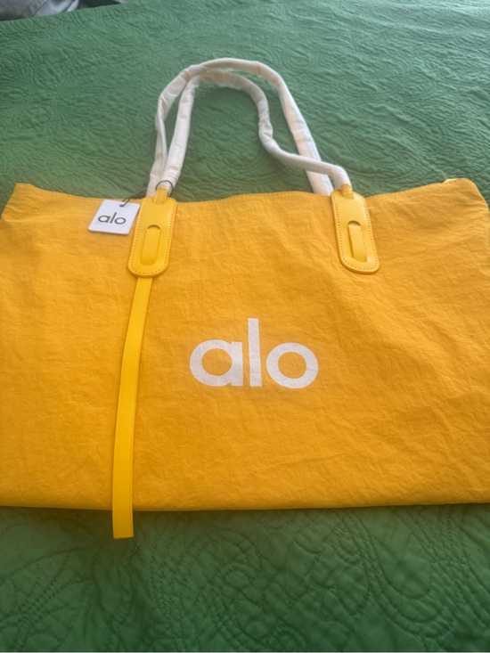 ALO Yoga Handbags - ALO Yoga Yellow Canvas Tote with White Logo and Handles